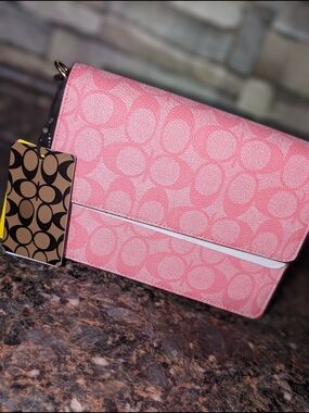 Inspired C Pink Signature Flap Crossbody